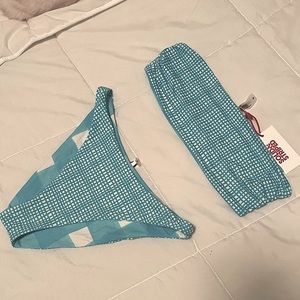 The Annabelle Reversible Bikini Top in Painted Gingham